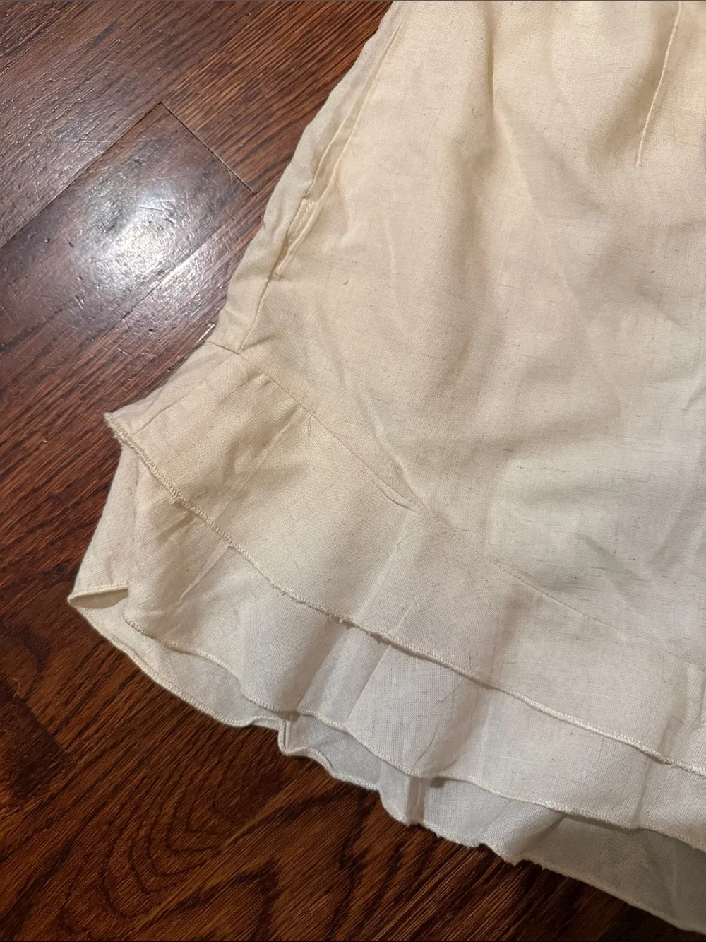 NWT Francesca's Blue Rain Collections Cream Ruffle Tie-Waist High-Rise Shorts